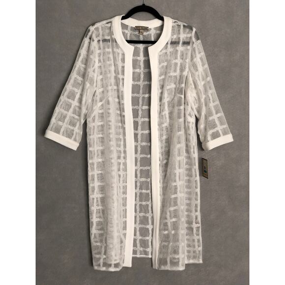 Maya Brooke Women's Size 16 Jewel Neck Lace Jacket White NEW - Picture 1 of 7